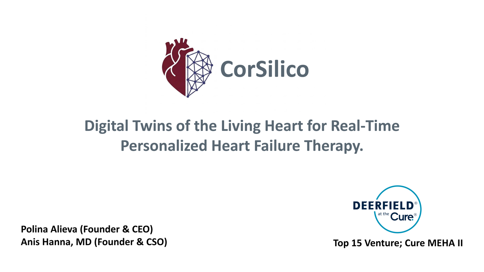 Slide 1 of 14: CorSilico — digital twins of the living heart