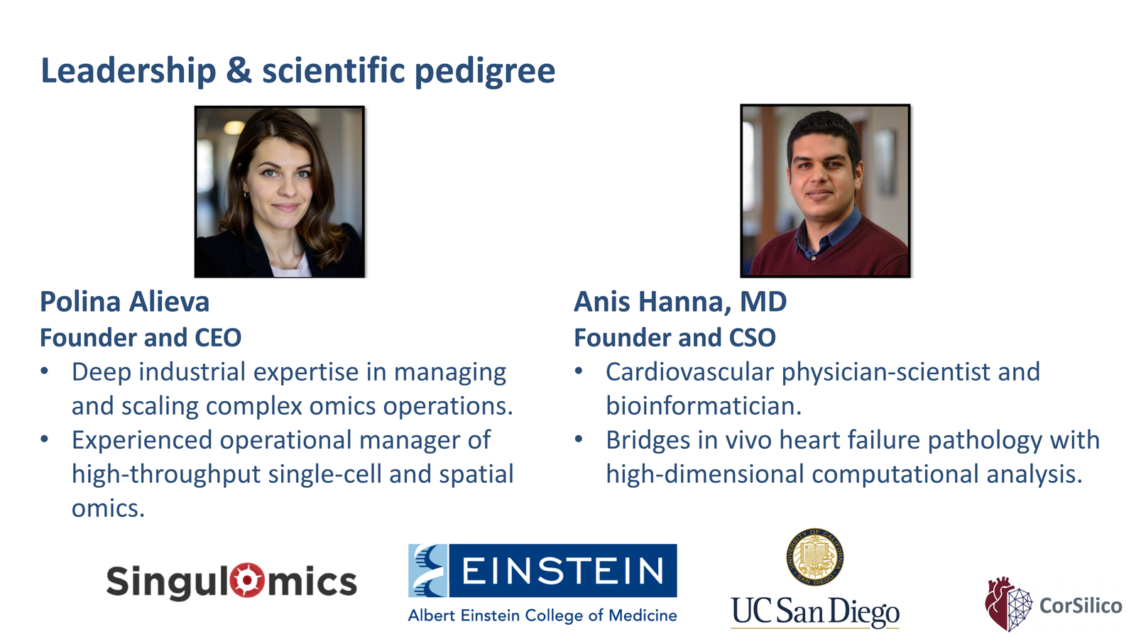 Slide 8 of 14: Leadership and scientific pedigree